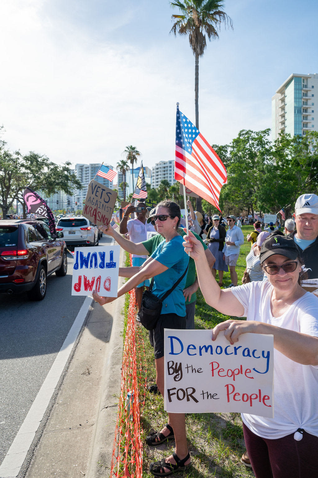American flags fluttered above the crowd.