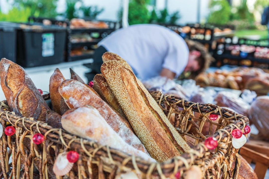 Fresh-baked bread at a local market.