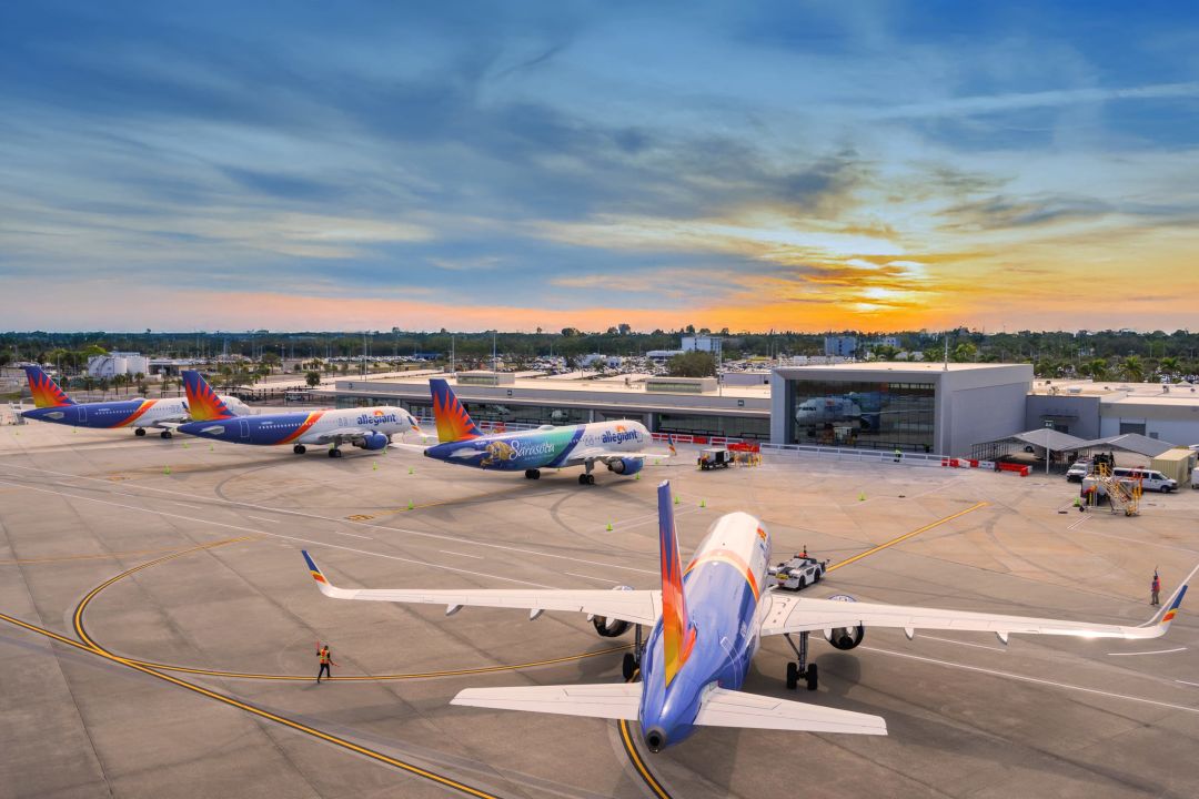 SRQ's 75,300-square-foot addition boasts a four-lane security checkpoint and five boarding gates, all leased by Allegiant Air.