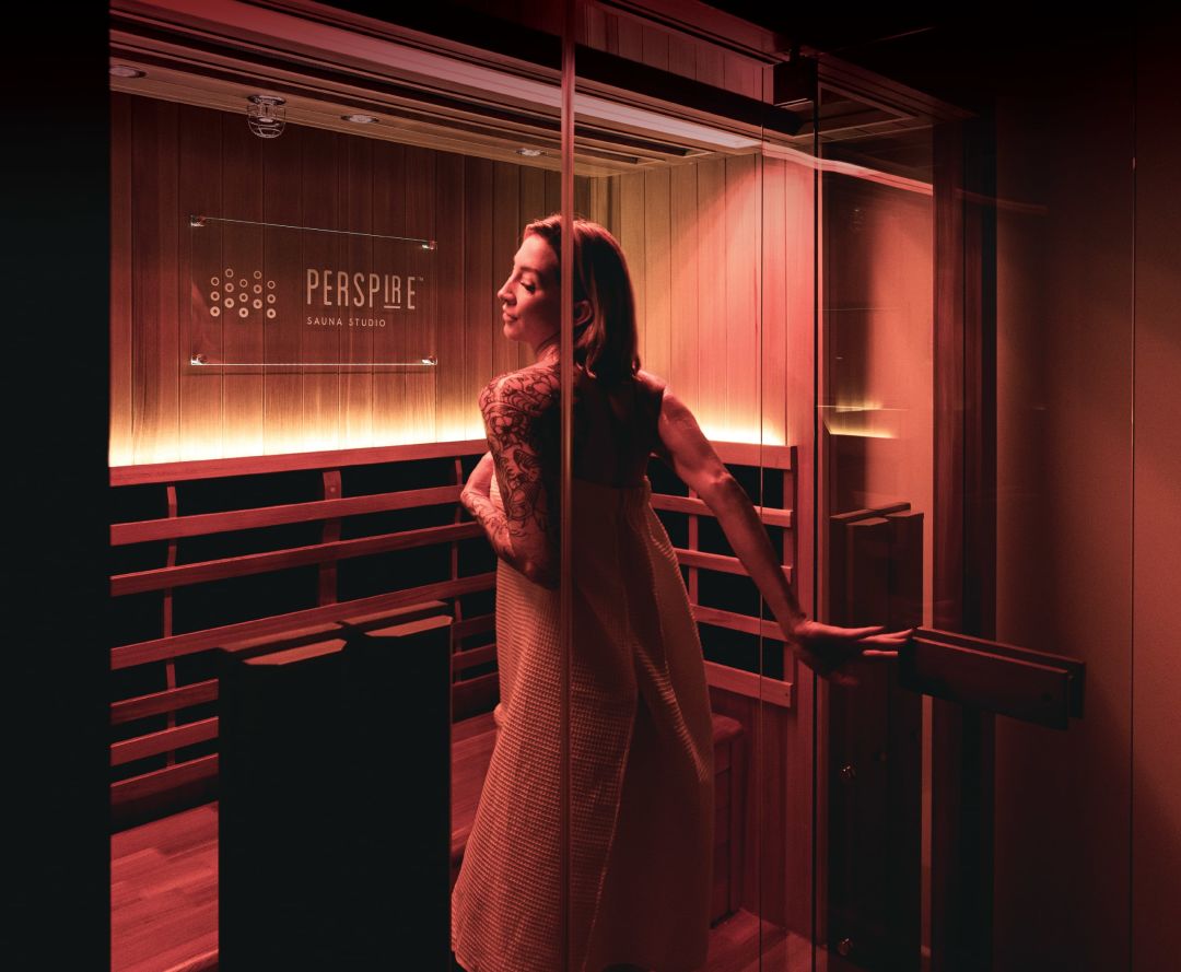 At Perspire Sauna Studio, infrared light heats up your body from the inside out.