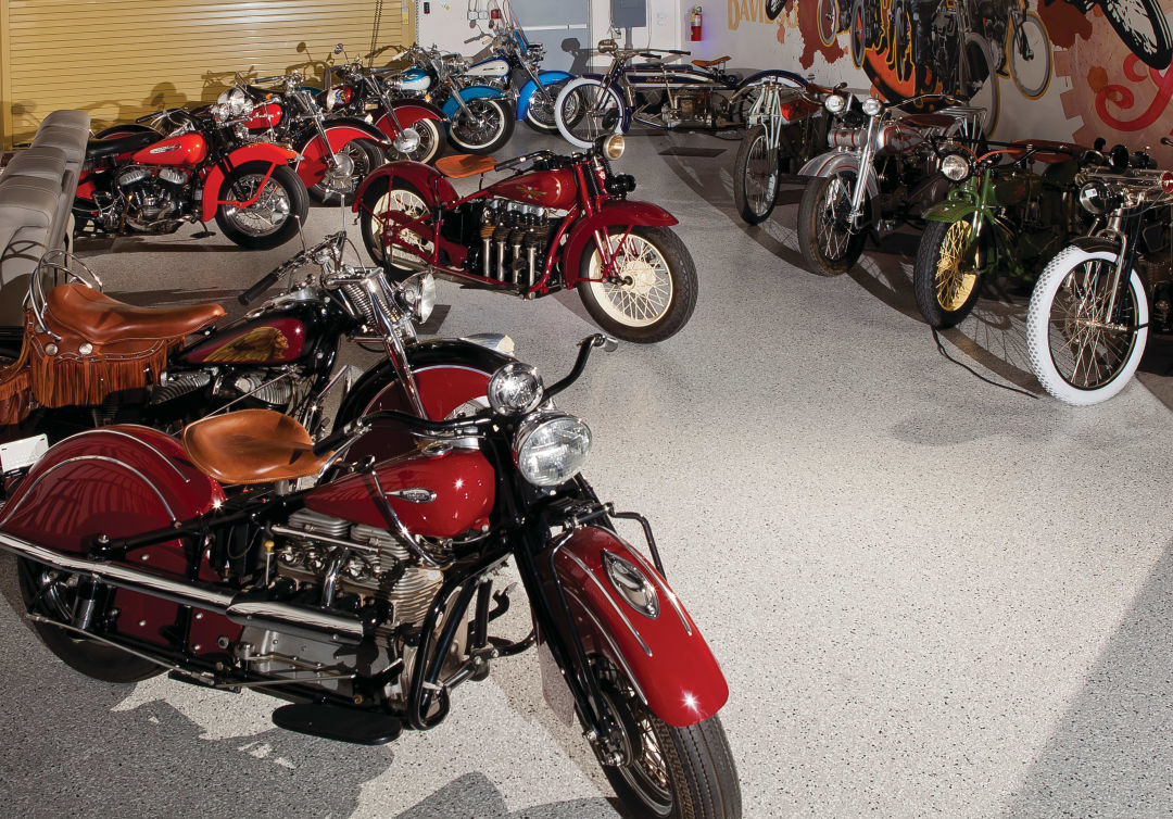 Guy Hollis' collection of American-made vintage motorcycles.