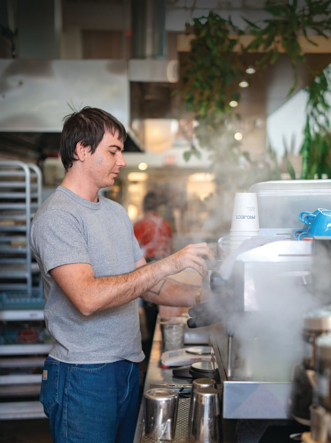 Coffee roaster Ian Steger at his Rosemary District restaurant, Project.