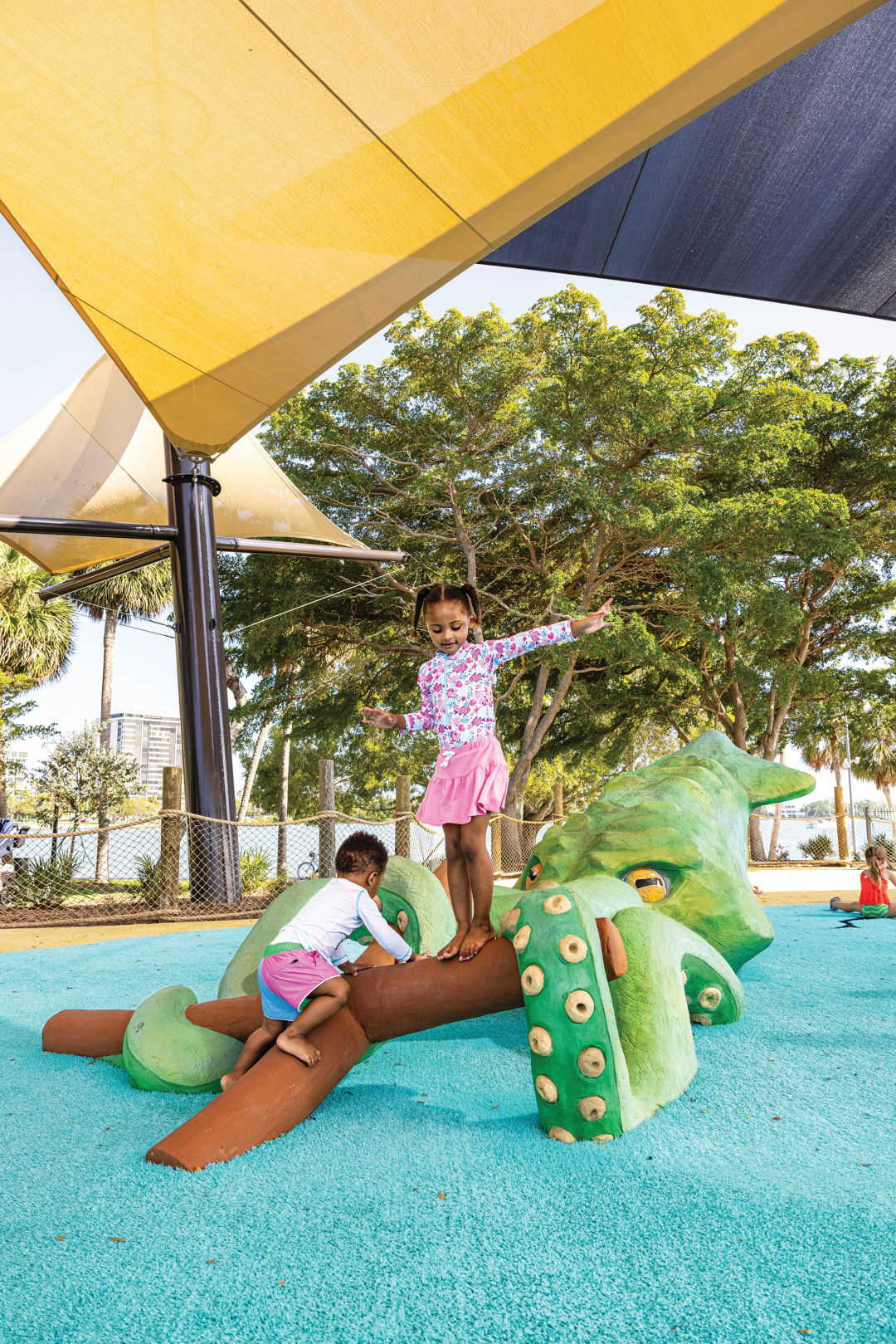 The kids’ section of Bayfront Park reopened earlier this year with a shipwreck-themed playground, lots of new structures to climb and scamper on, and tons of whimsical details.