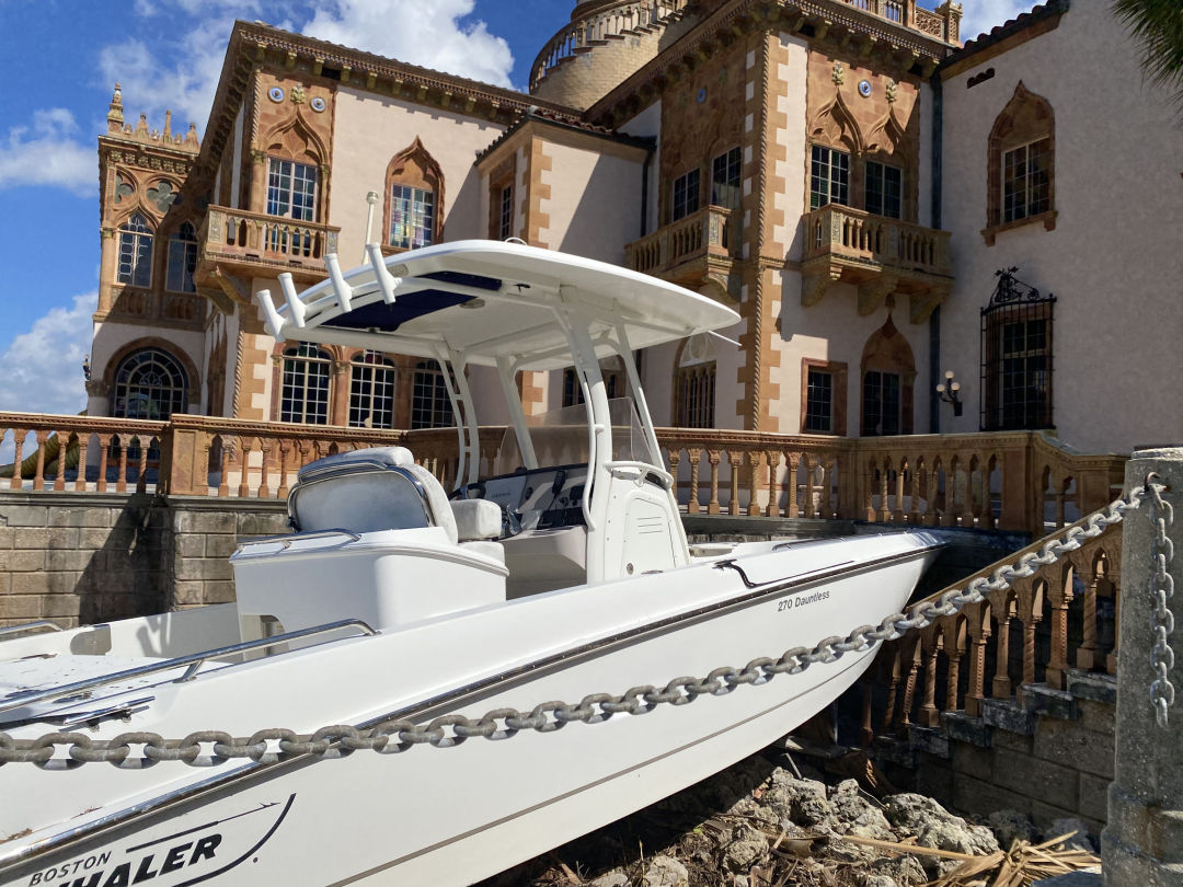 Hurricane Helene's storm surge caused two large, untethered boats to crash into the Ca d'Zan mansion on The Ringling campus.