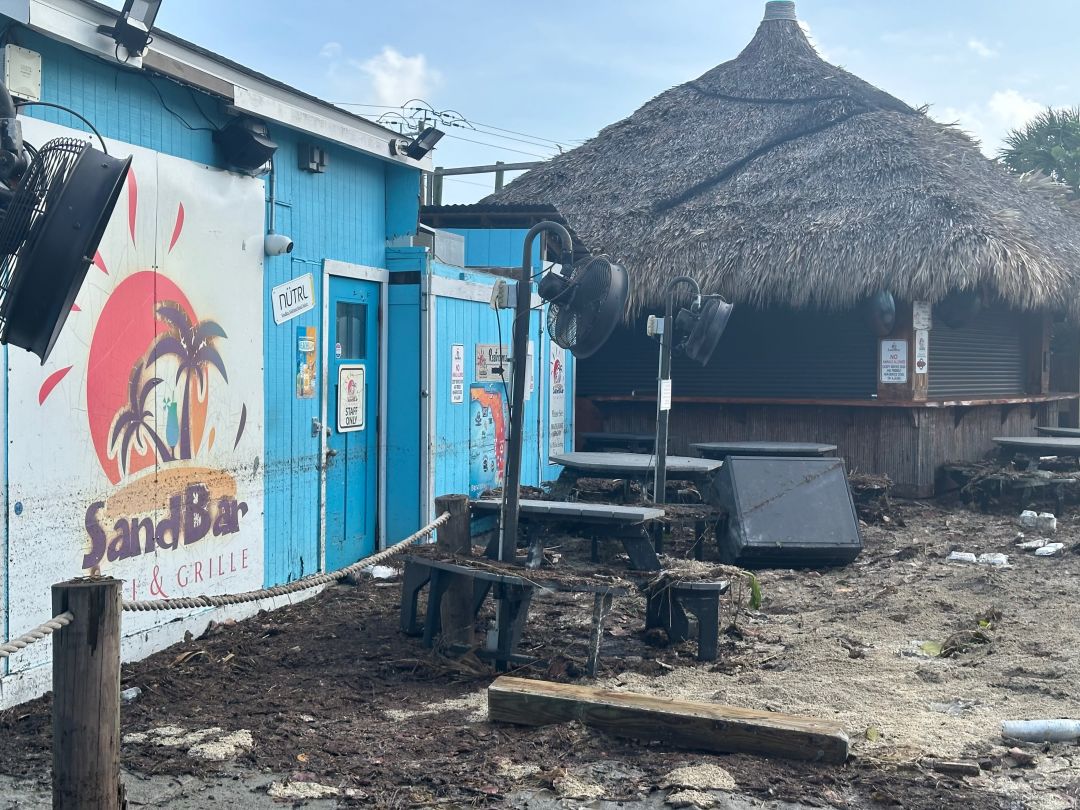 Damage from Hurricane Helene at SandBar Tiki & Grille on Manasota Key.