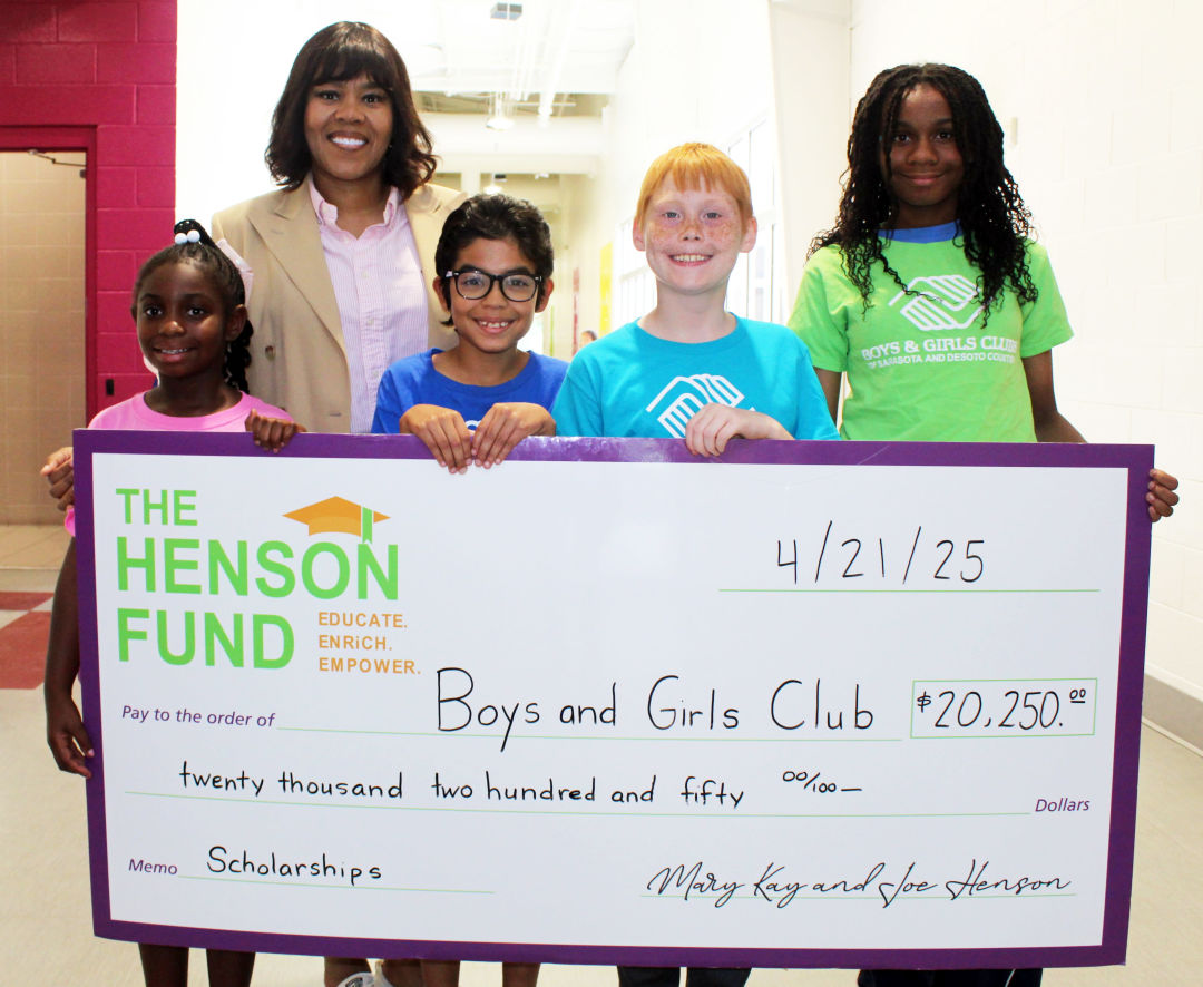 The Boys & Girls Clubs of Sarasota and DeSoto Counties recently received a grant of $20,250 from The Henson Fund to provide scholarships for underserved children to attend the Boys & Girls Clubs' summer youth program.