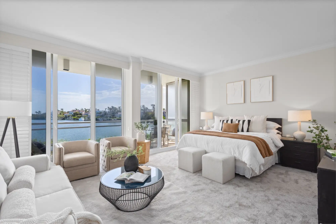 A bedroom staged by Designology