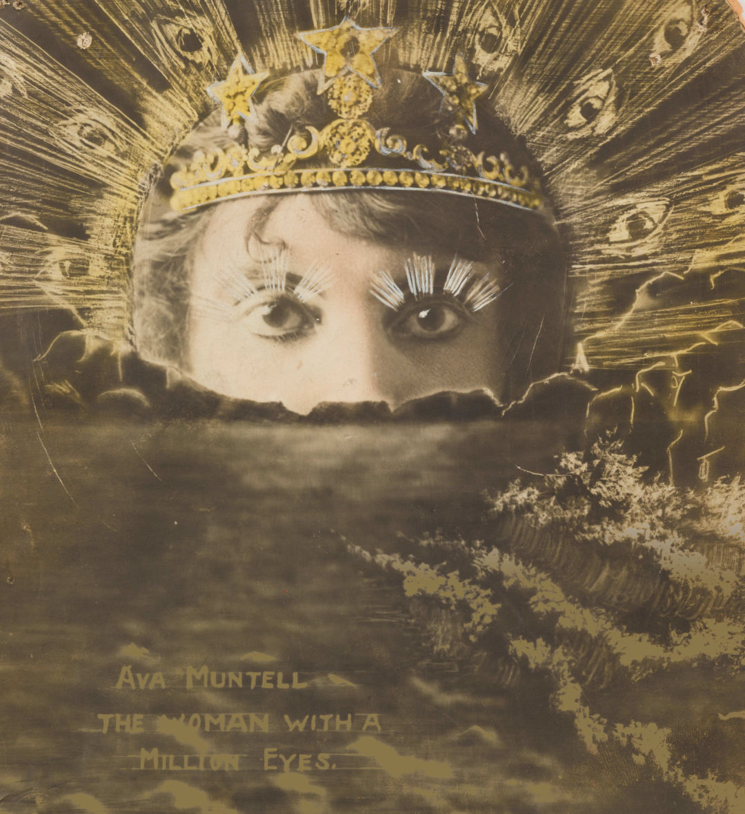 A hand-painted photo collage of Ava Muntell, a well-known medium during the early 20th century