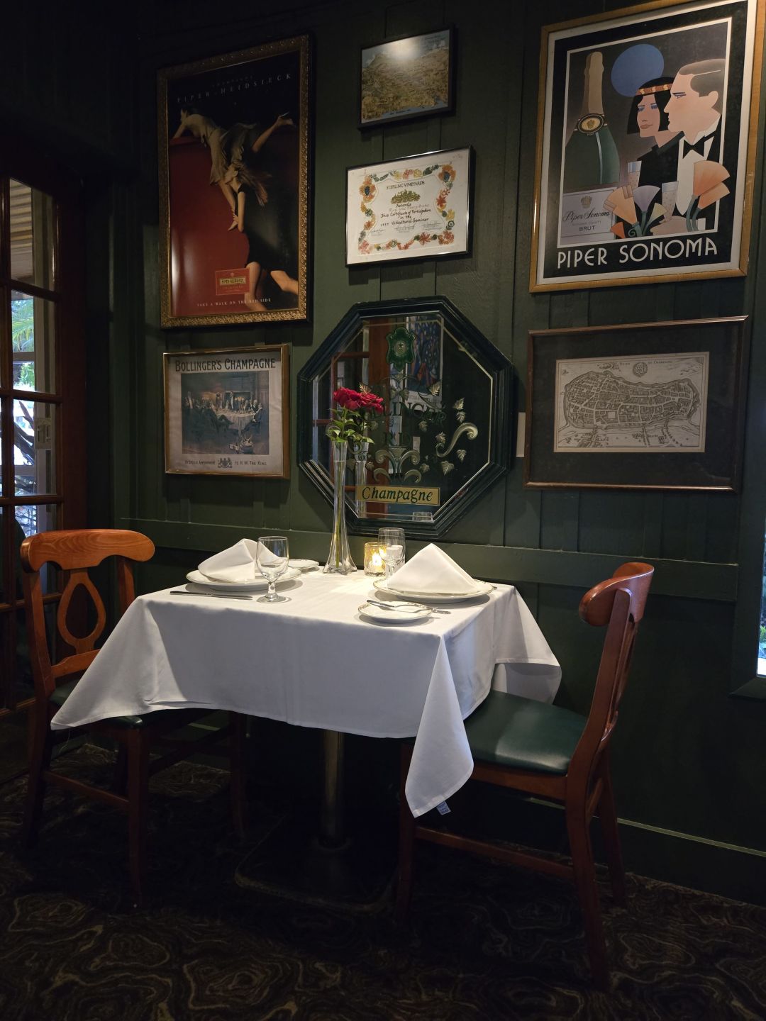 A table for two in Euphemia Haye's first-level dining room.