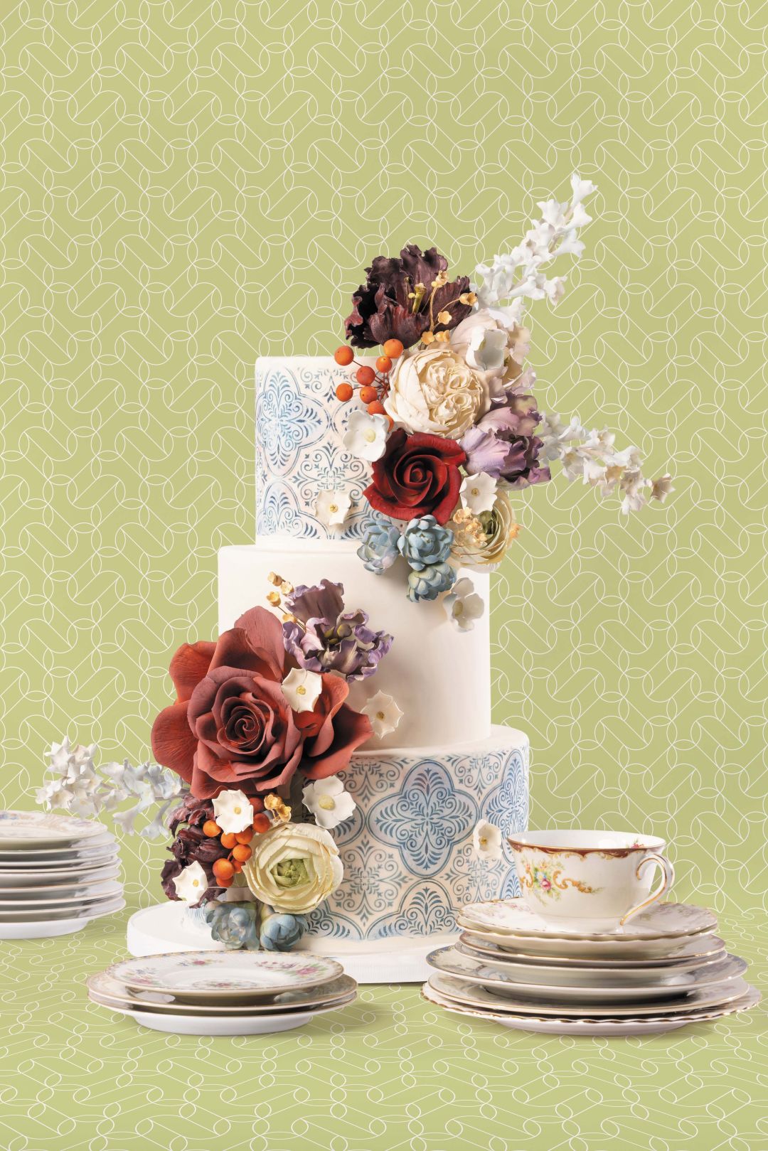 A three-tier cake from Julie Deffense Artistry.
