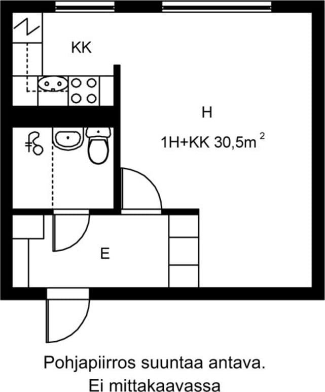 Vuokra-asunto, 1h+kk, 30,5 m², Opastinsilta 1, Itä-Pasila, Helsinki