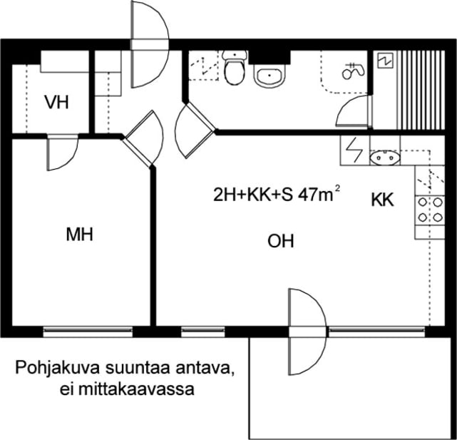 Vuokra-asunto, 2h+kk+s, 47 m², Kerttusentie 14, Tapaninkylä, Helsinki