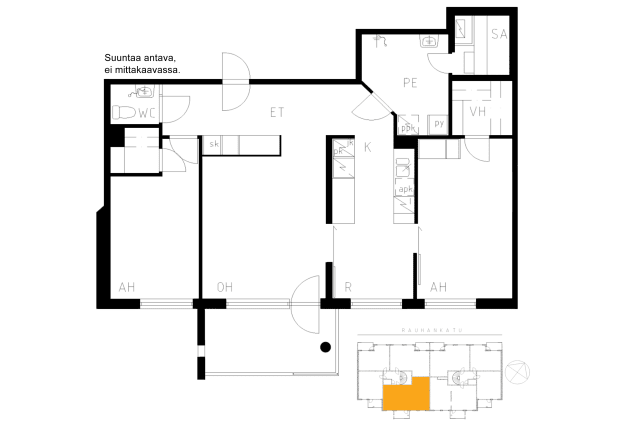 Vuokra-asunto, 1h+kt+s, 44 m², Rauhankatu 8a, Keskusta, Turku