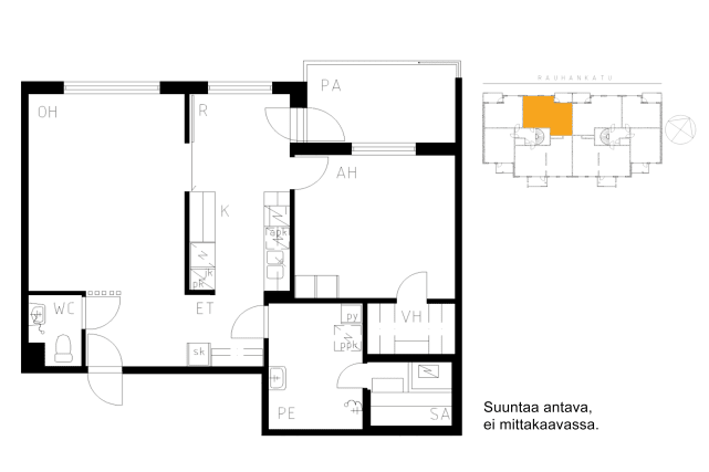 Vuokra-asunto, 2h+k+s, 66 m², Rauhankatu 8a, Keskusta, Turku