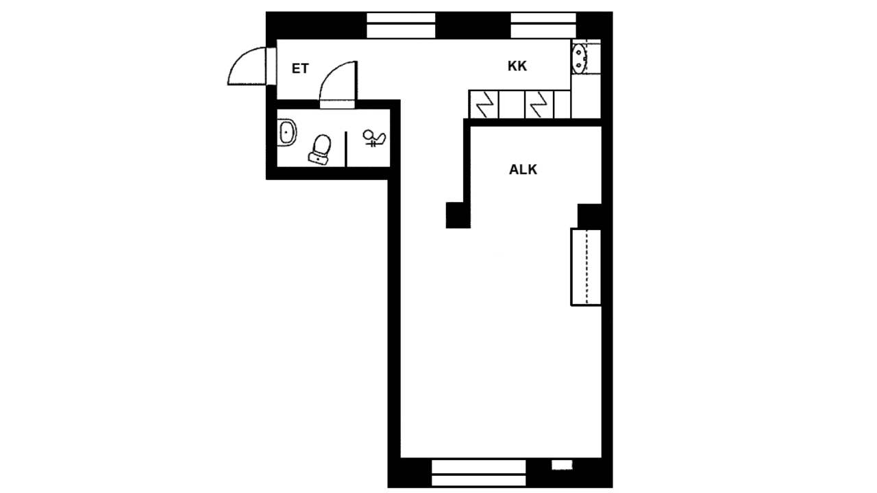 Merimiehenkatu 41, 1h+kk, floorplan
