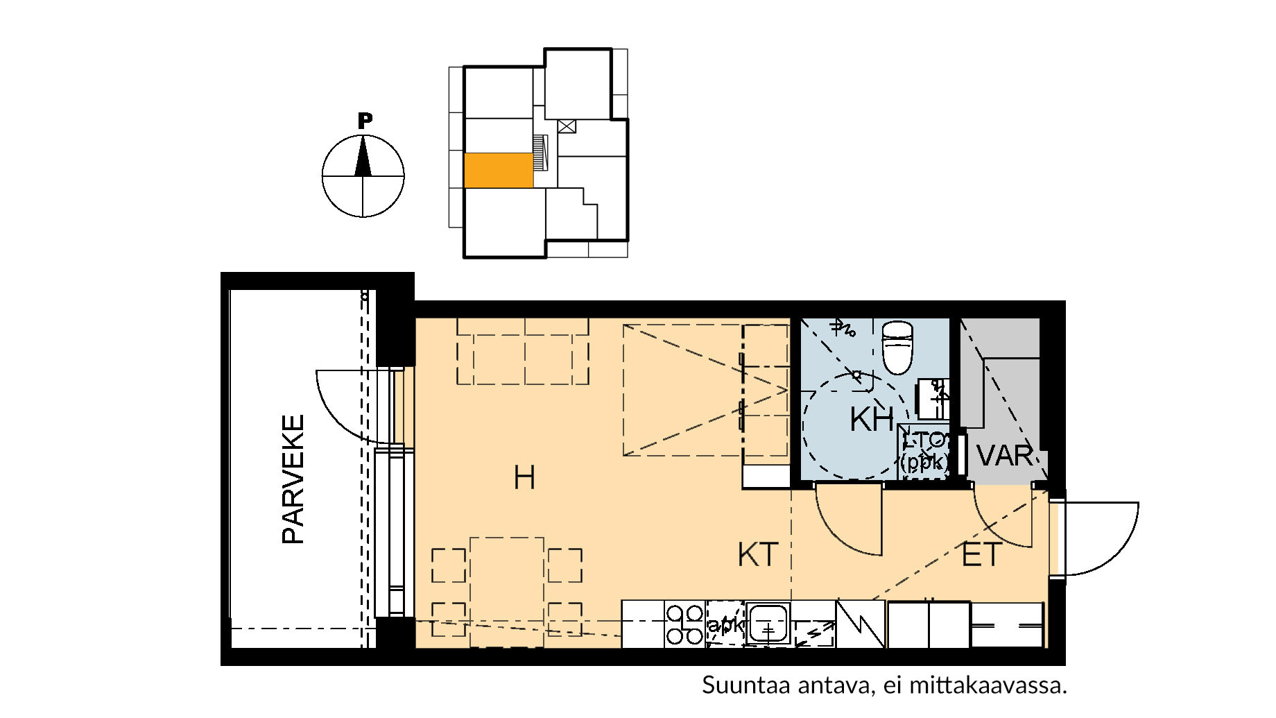 Rental apartment, studio, 29 m², Keinulaudantie 7a, Kontula, Helsinki