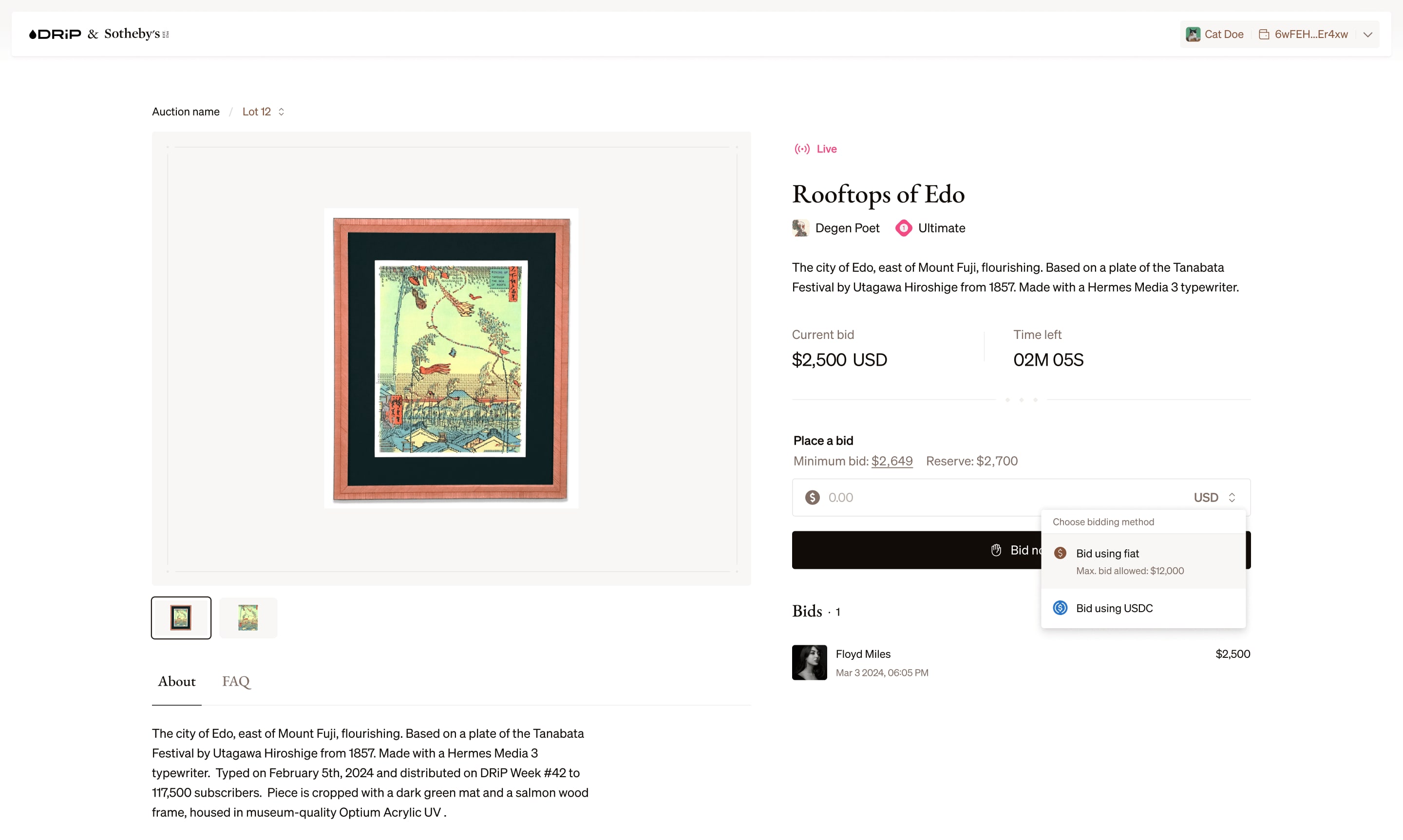 Lot details page