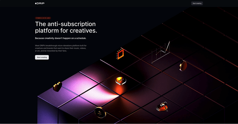 Drip - Creator landing page hero