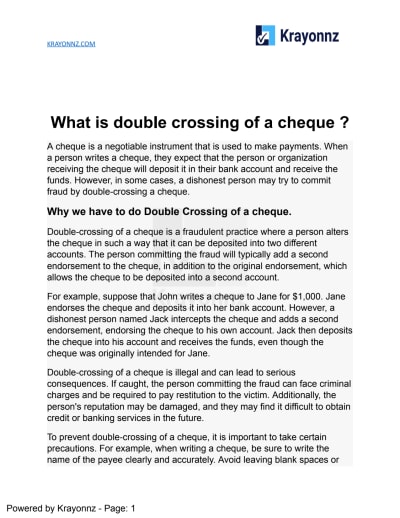 What is 'double crossing' of a cheque? - Quora