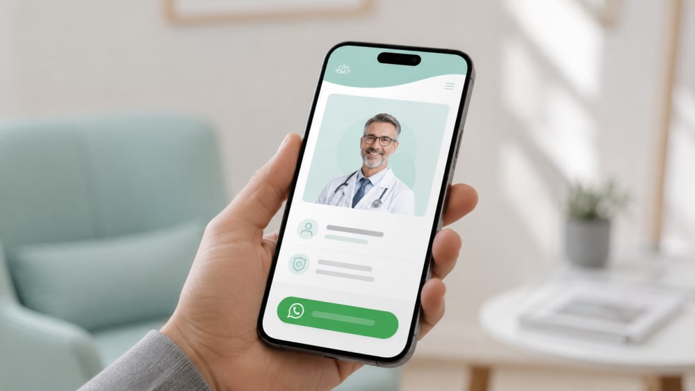 A simple, fast clinic website shown on a smartphone