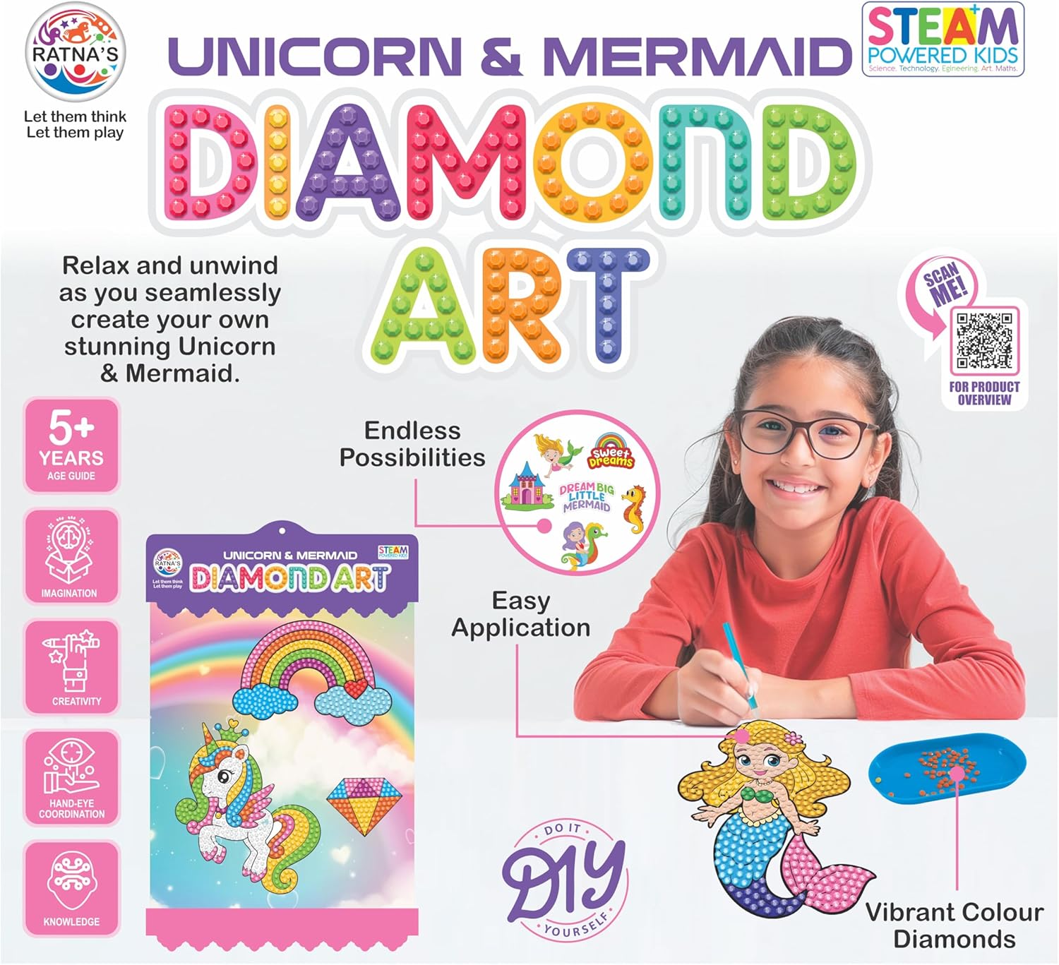 Unicorn & Mermaid Diamond Art Kit