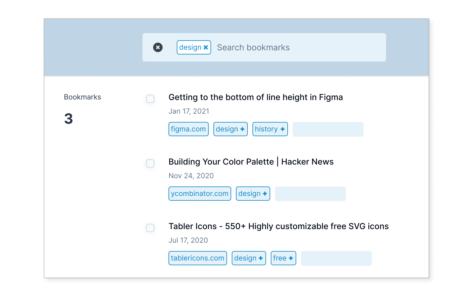 See all your links filed under a tag