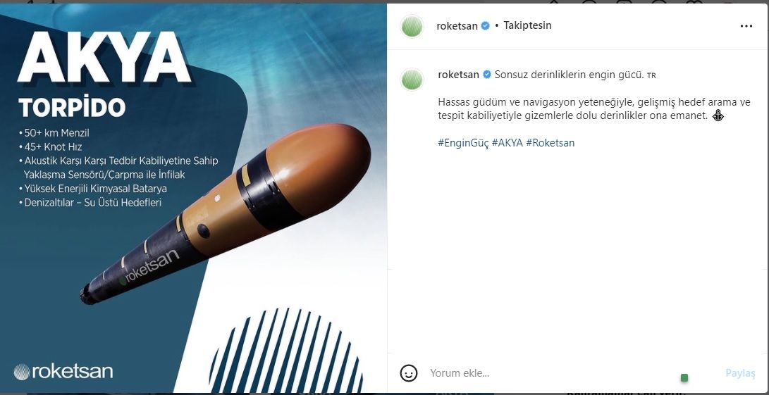 Roketsan’s Akya is in Turkish Navy Inventory
