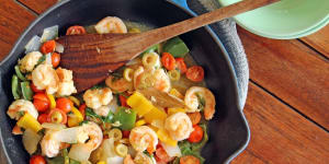 Aunt Terri Cooks Veracruz Style Shrimp