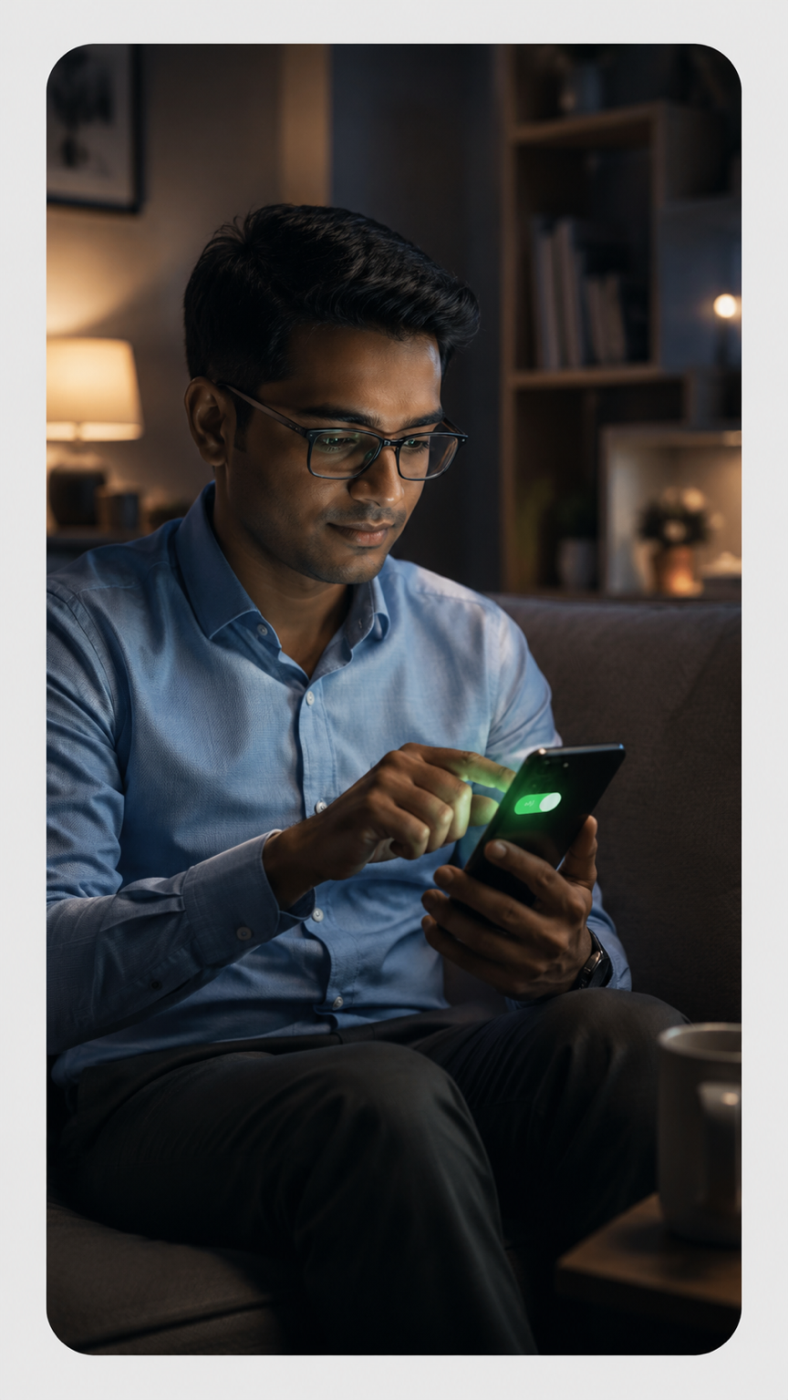 Cliente acompanhando solicitação pelo celular
