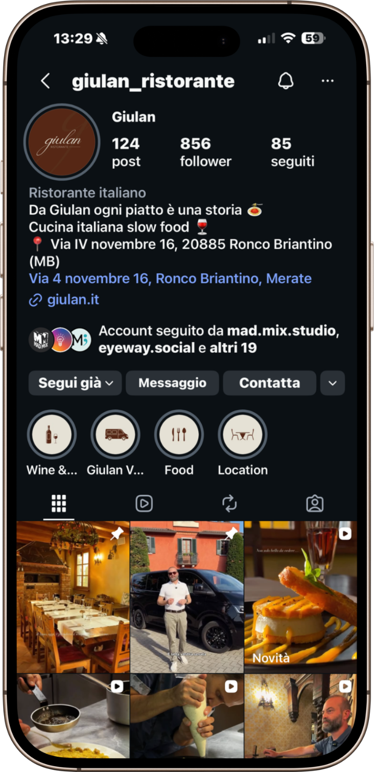 Profilo Instagram di Giulan