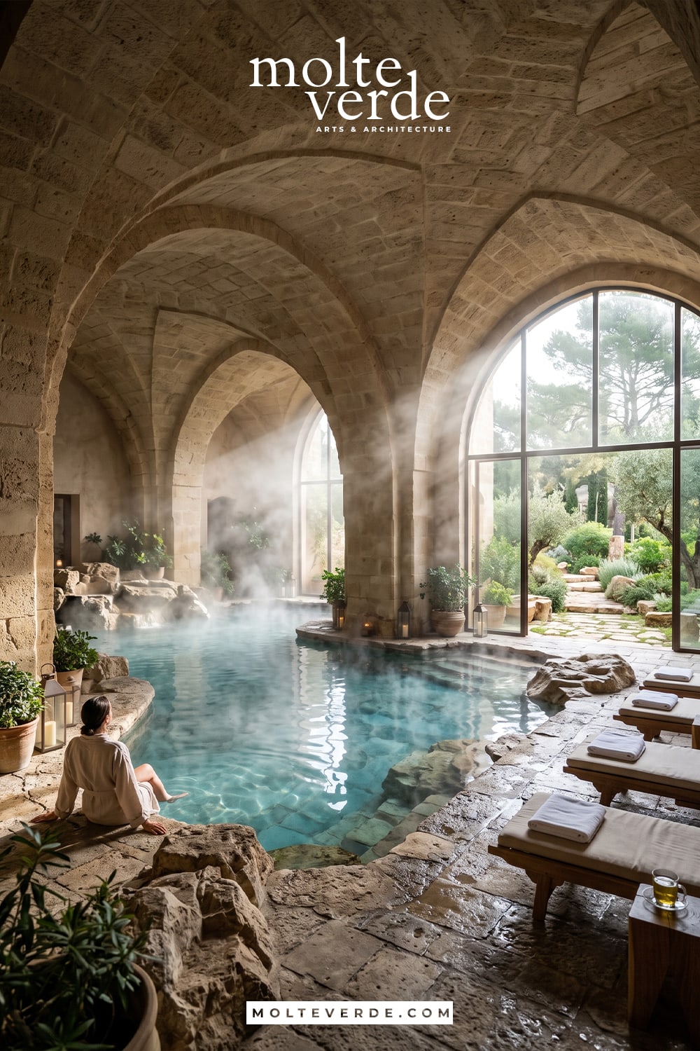 Termal Spa merkezinde doğal yüzme havuzu tasarımı