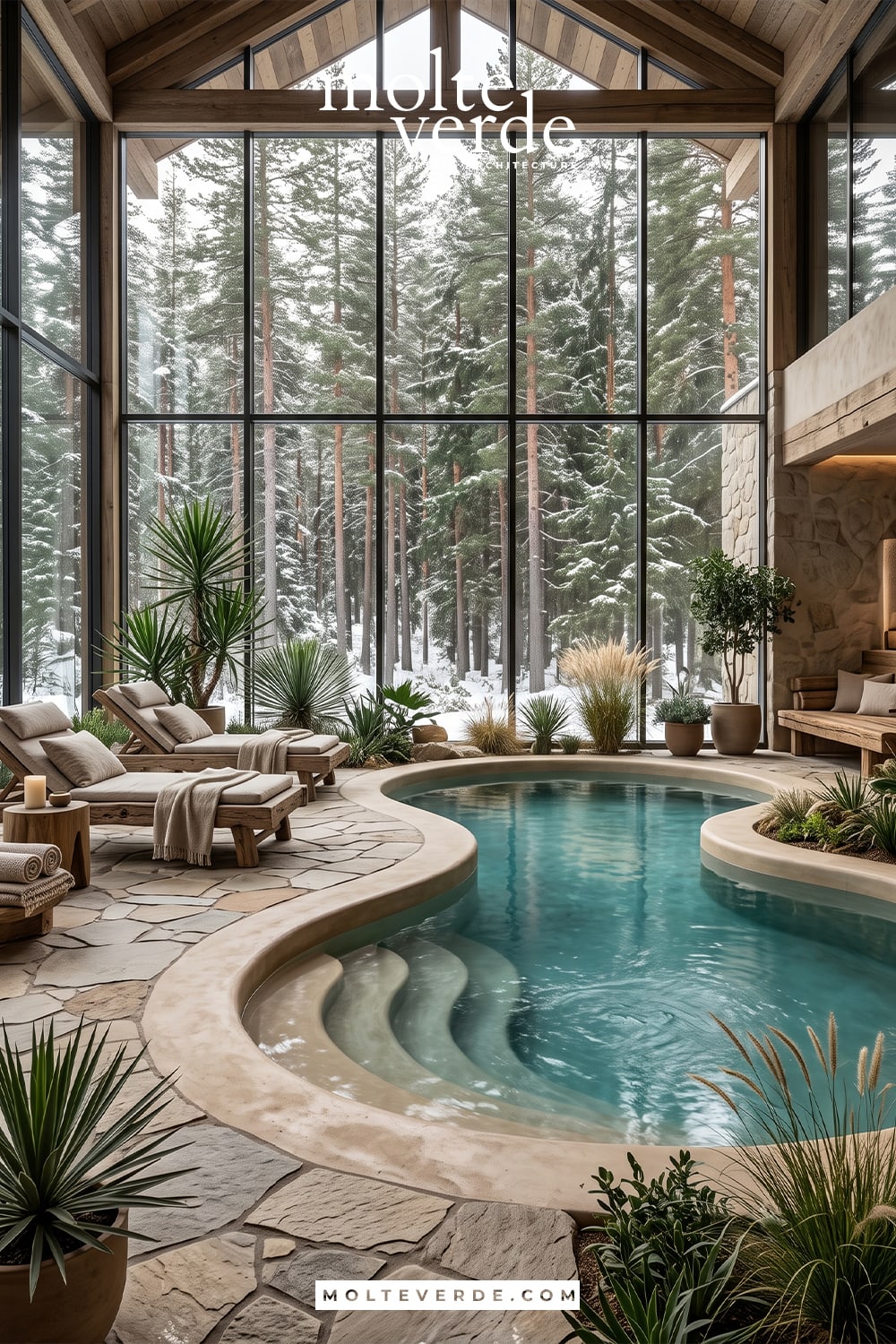Spa merkezinde doğal yüzme havuzu tasarımı