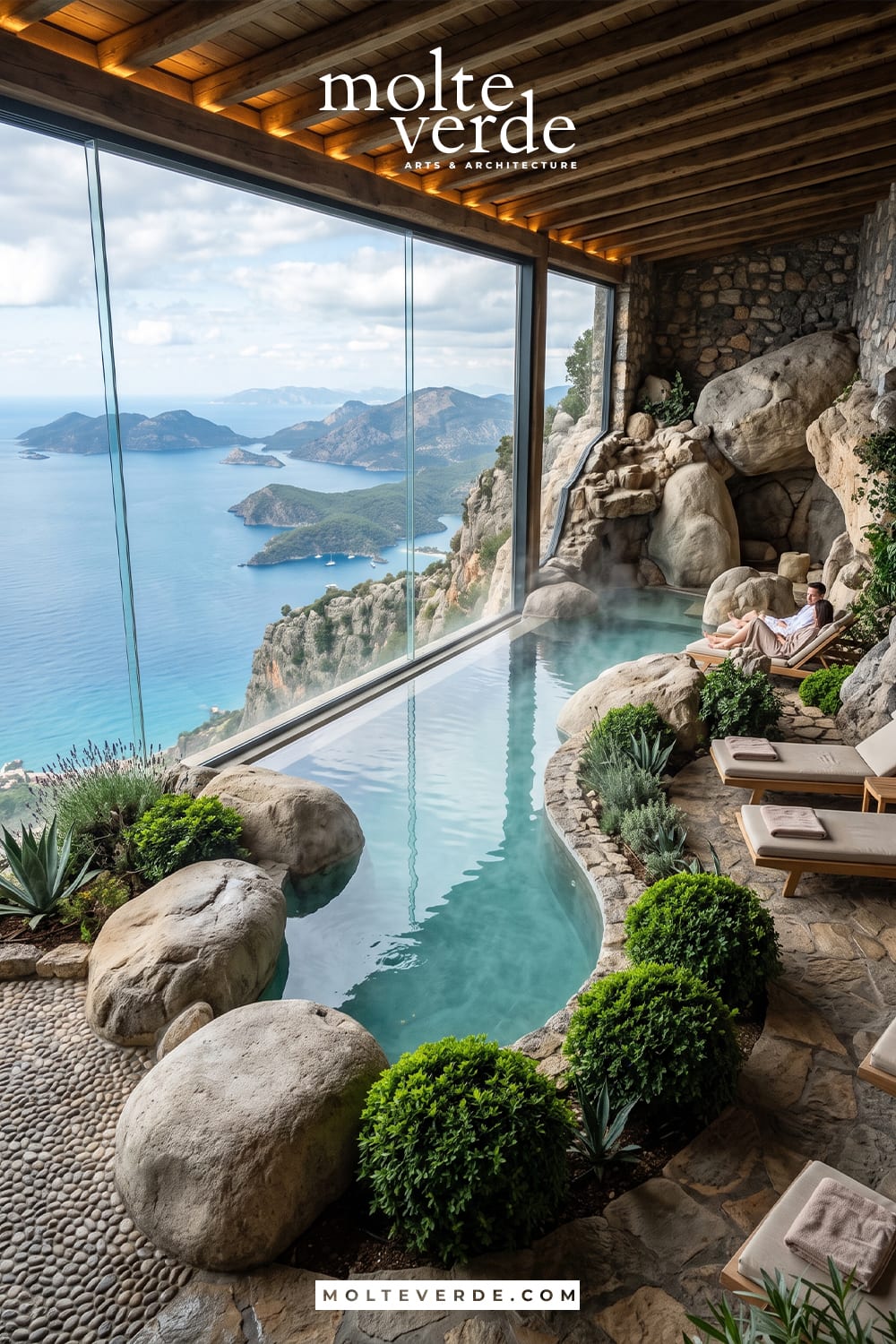 Spa merkezinde doğal yüzme havuzu tasarımı
