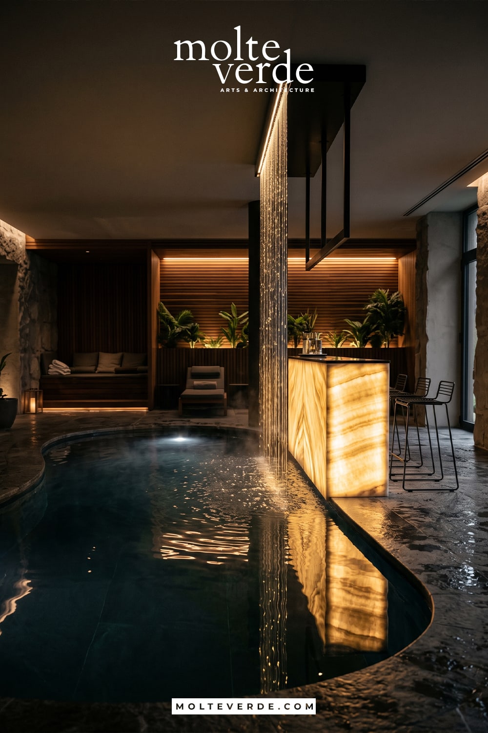 Spa merkezinde doğal yüzme havuzu tasarımı