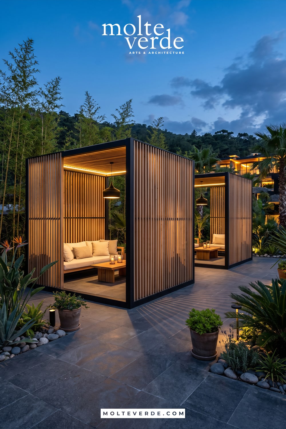 Modern metal ve ahşap pergola tasarımı