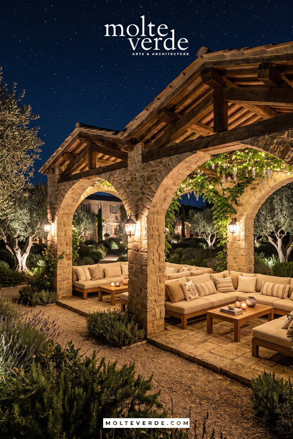 Akdeniz tarzı taş pergola tasarımı