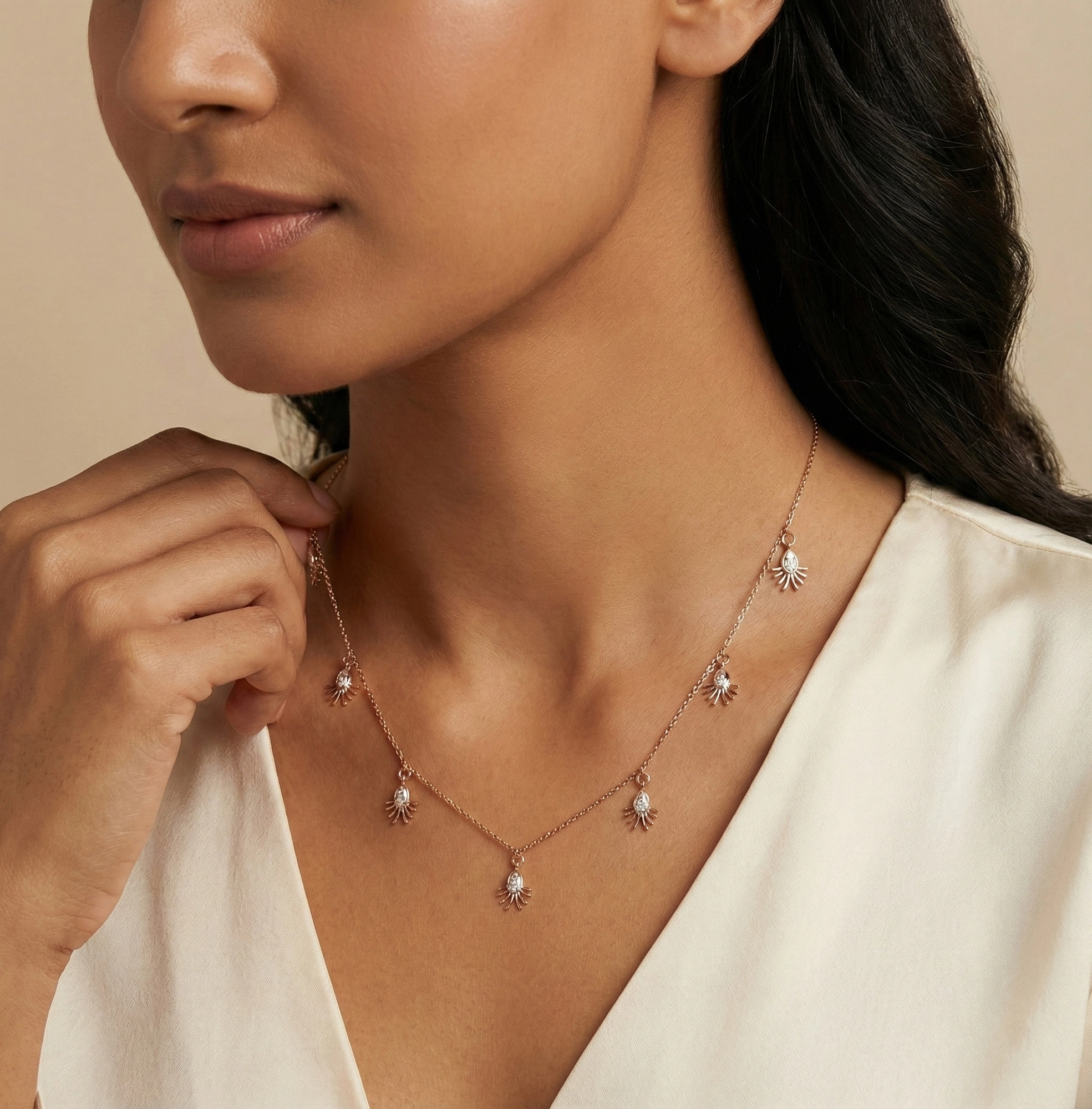 Rose Gold Diamond Necklace thumbnail 3