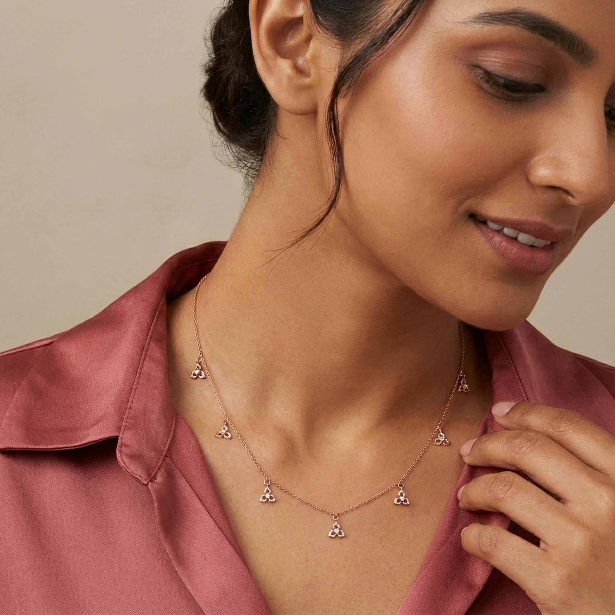 Rose Gold Diamond Necklace thumbnail 3