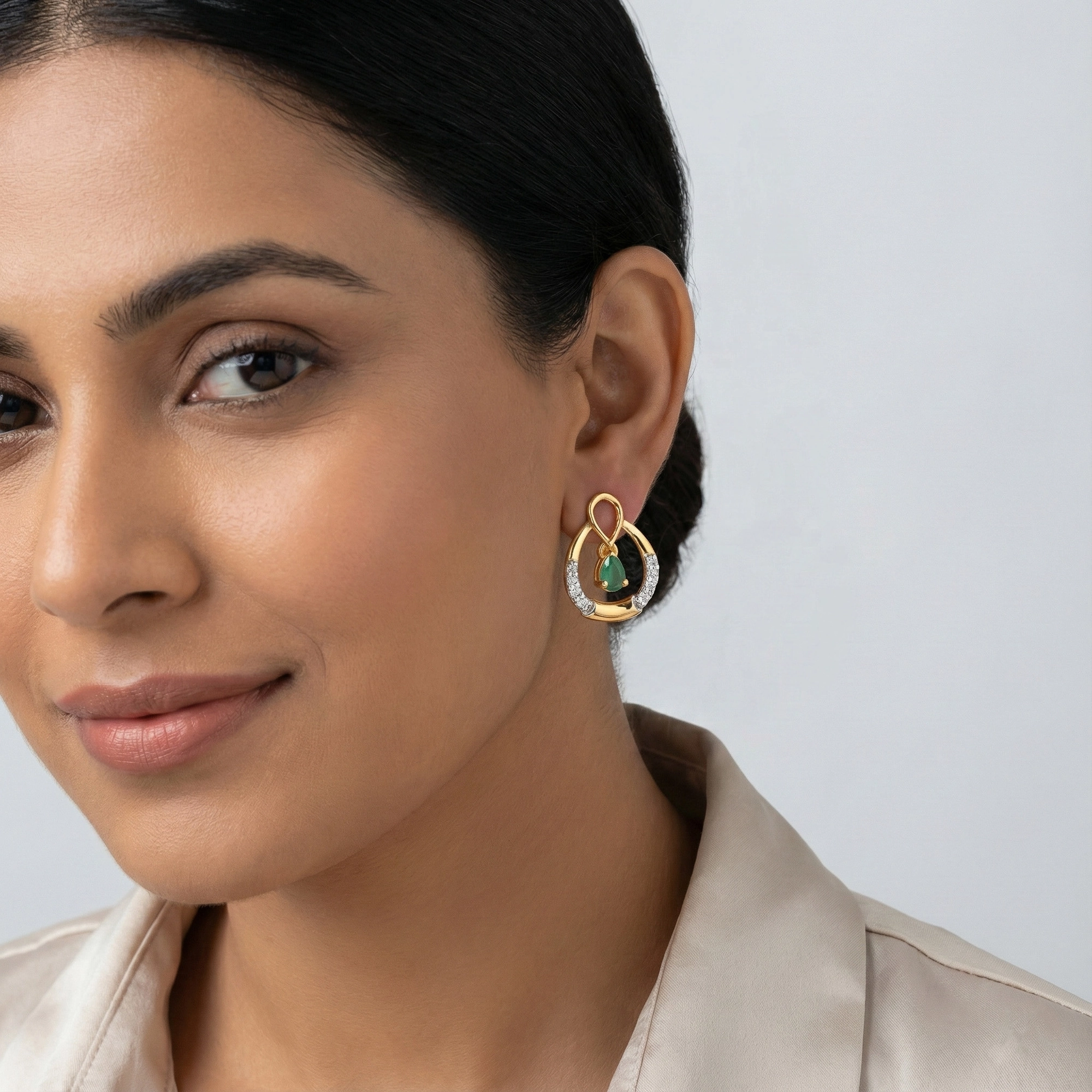 Yellow Gold Diamond Earrings thumbnail 2
