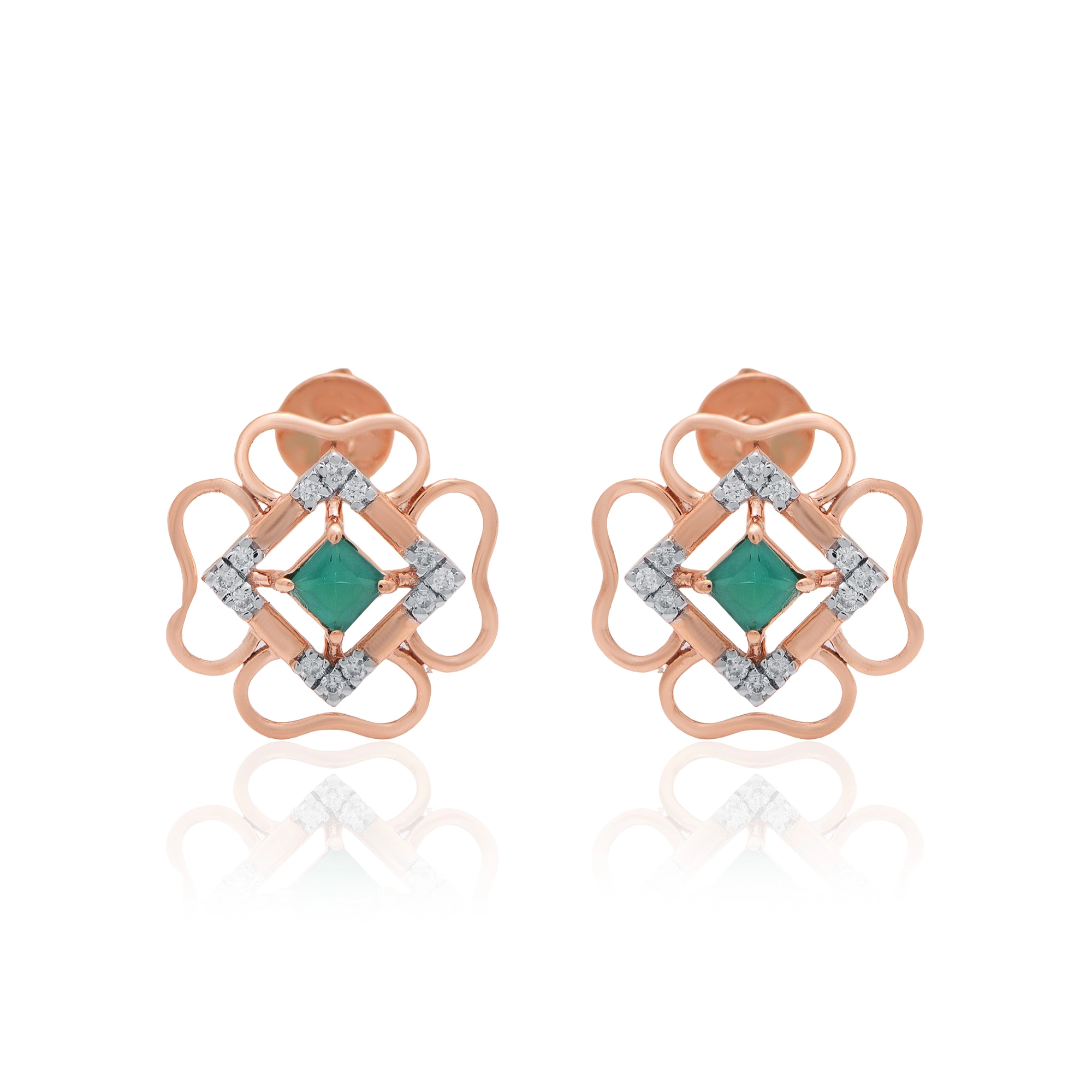 Rose Gold Diamond Earrings thumbnail 2