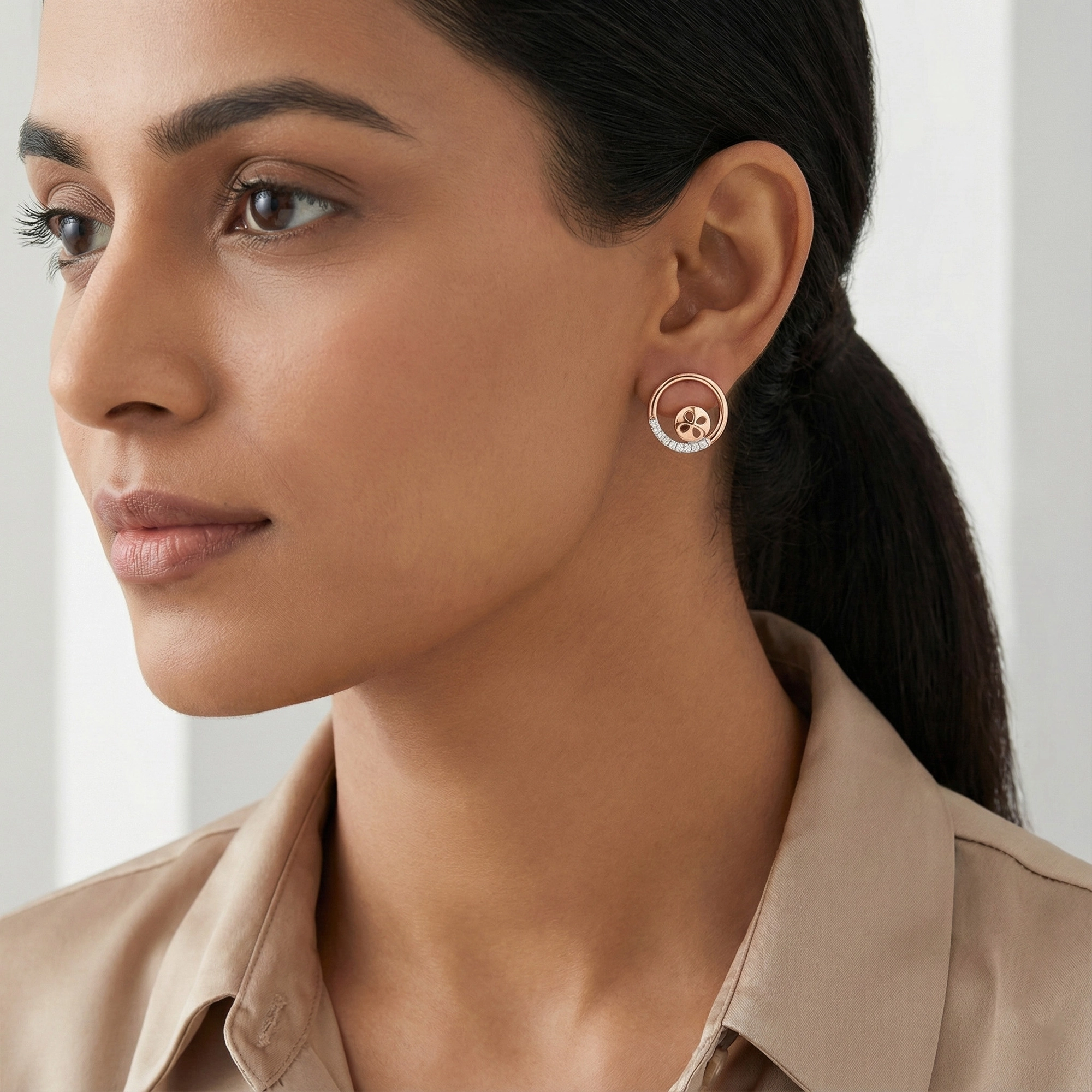Rose Gold Diamond Earrings thumbnail 2
