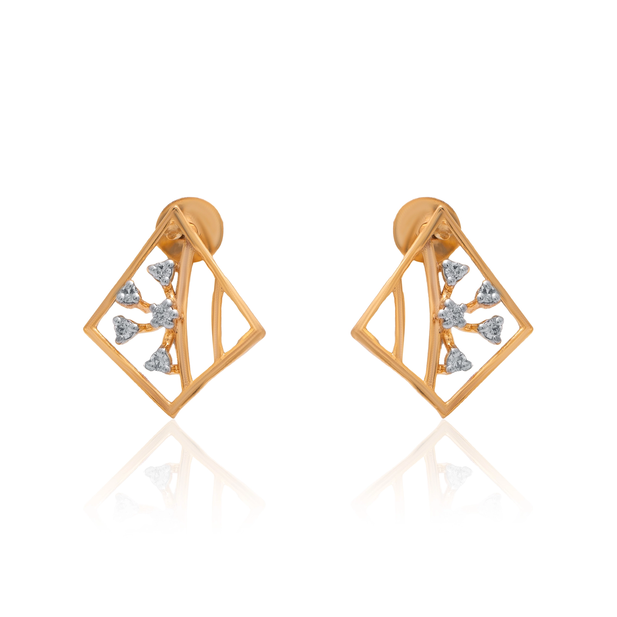Yellow Gold Diamond Earrings thumbnail 2