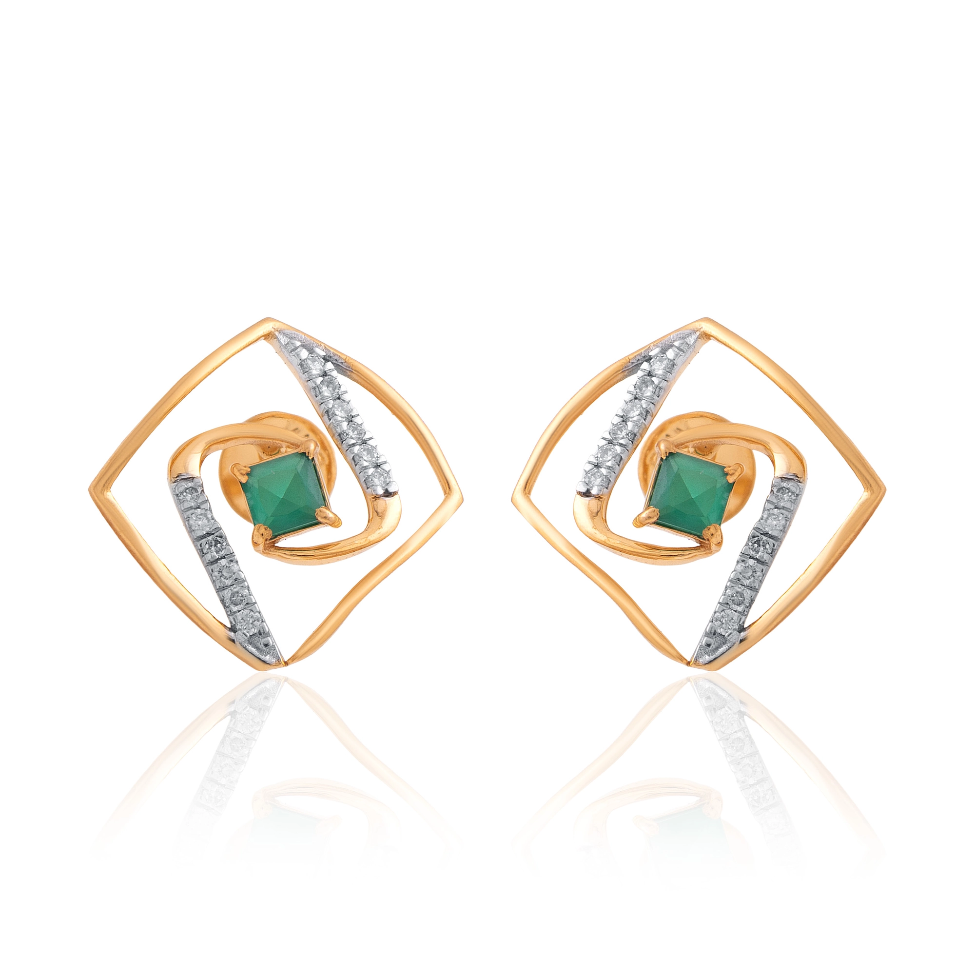 Yellow Gold Diamond Earrings thumbnail 2