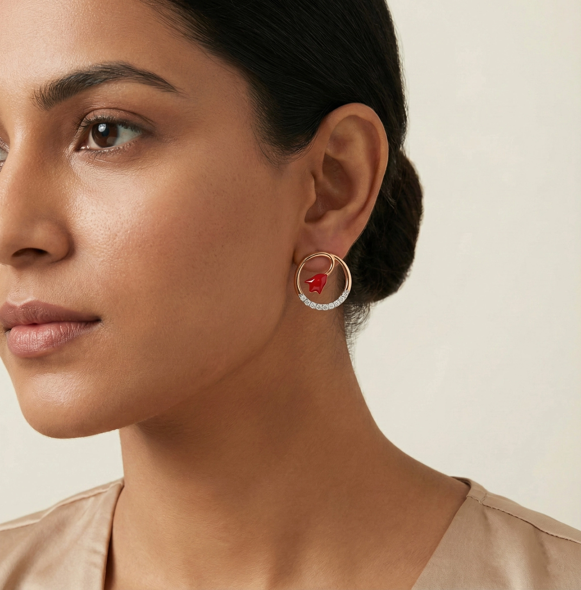 Rose Gold Diamond Earrings thumbnail 3