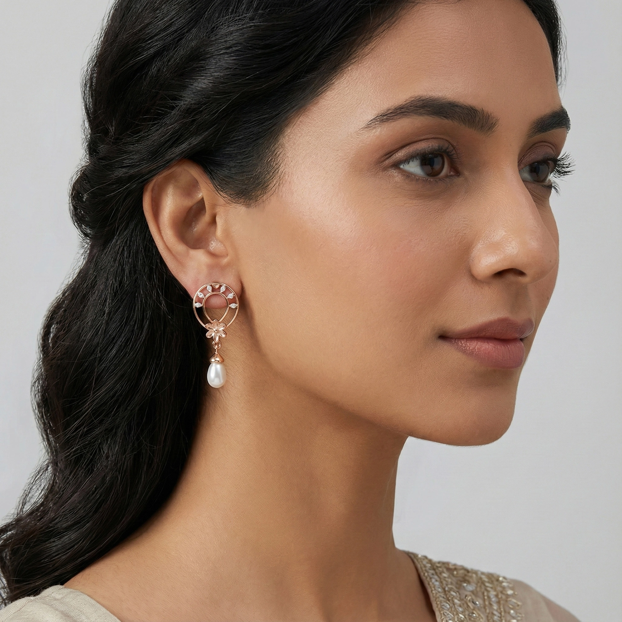 Rose Gold Diamond Earrings thumbnail 3