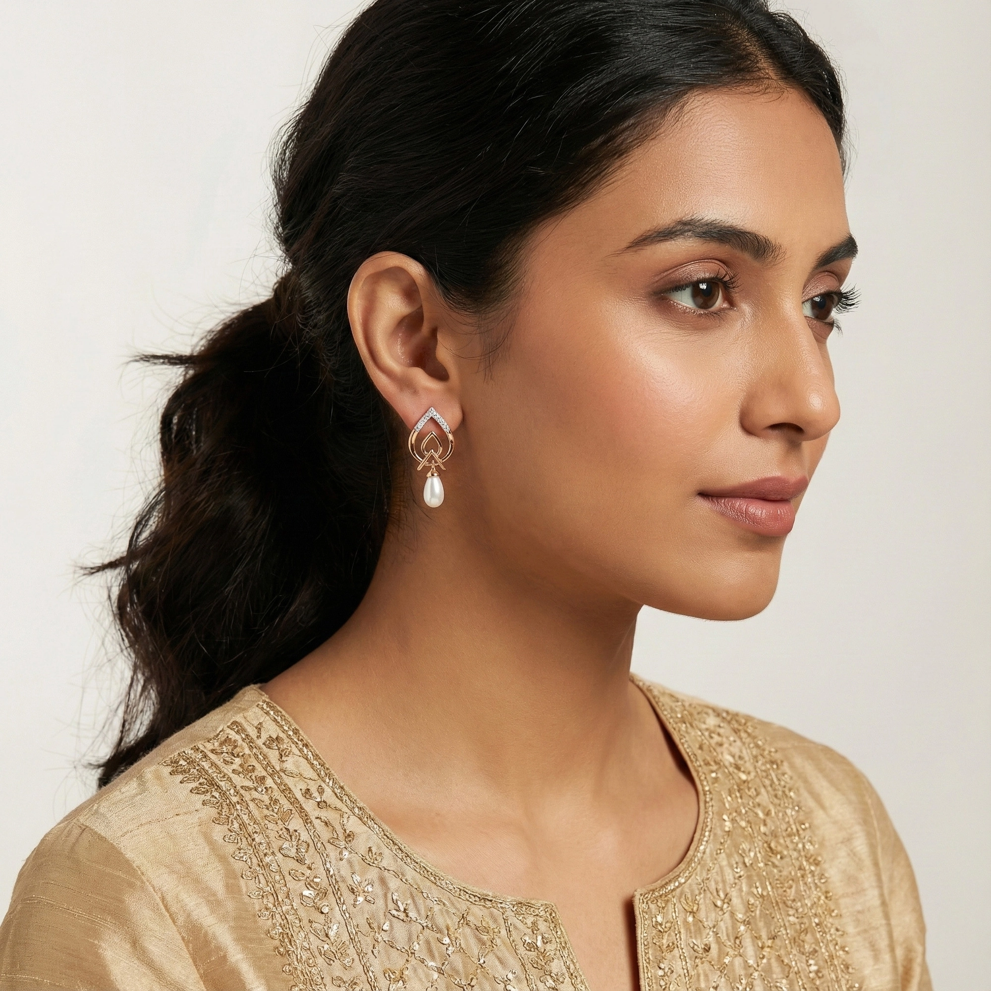 Yellow Gold Diamond Earrings thumbnail 3