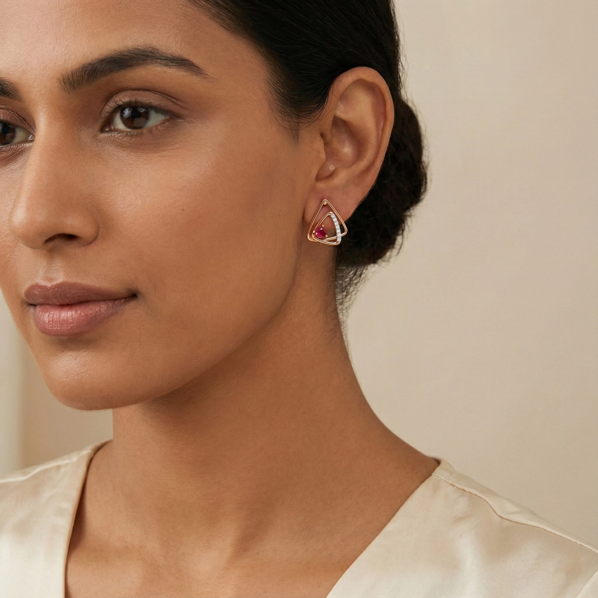 Yellow Gold Diamond Earrings thumbnail 3