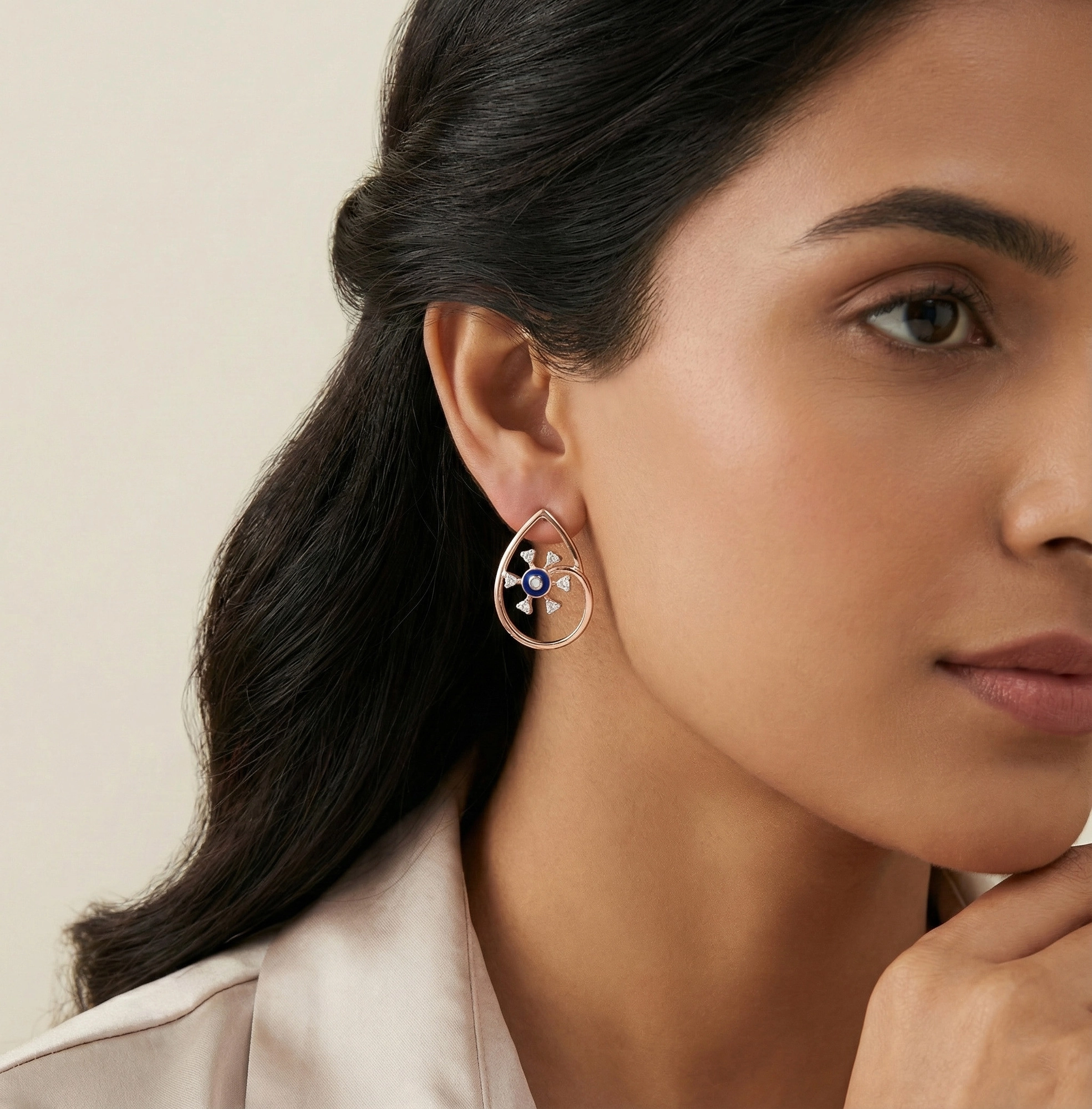 Rose Gold Diamond Earrings thumbnail 3
