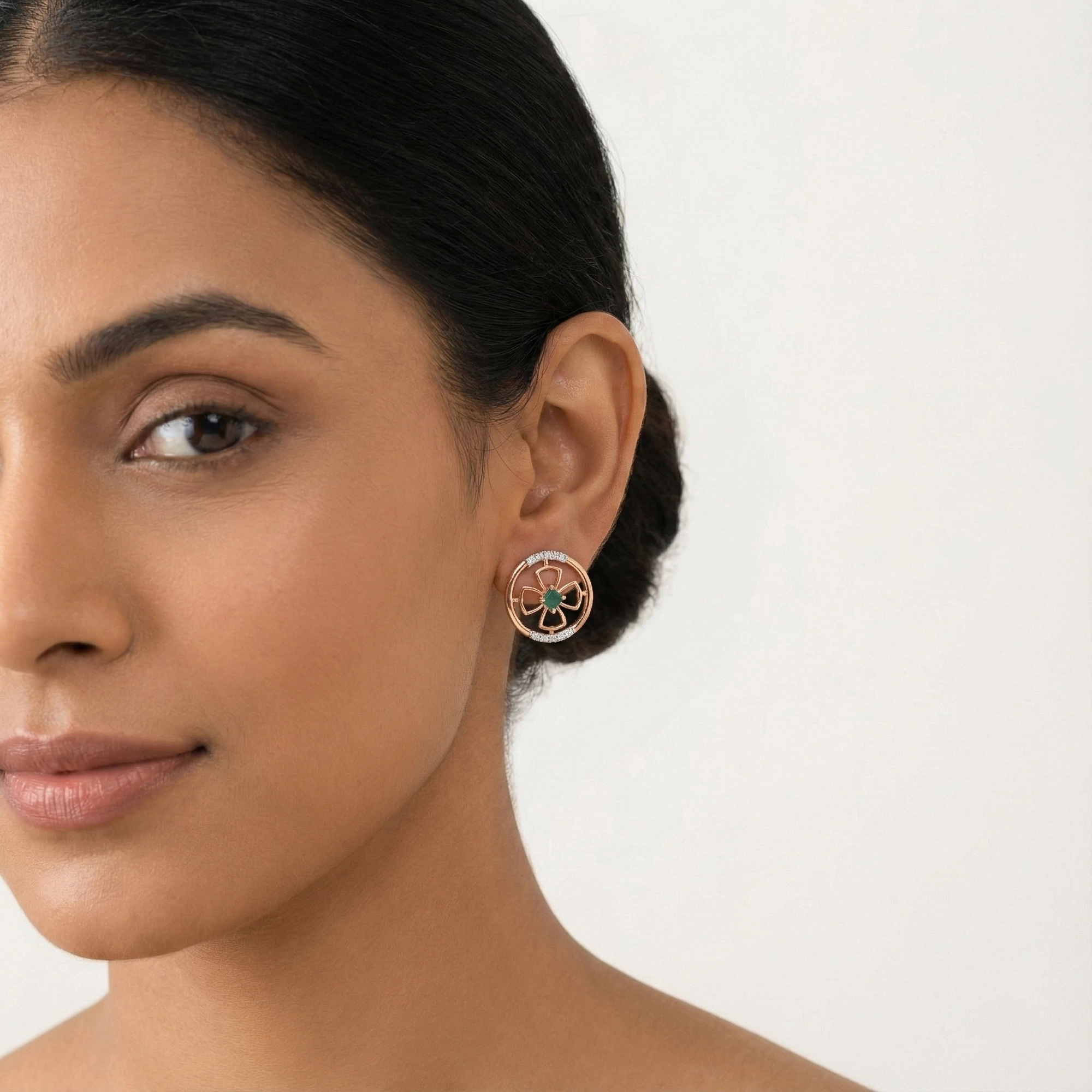 Rose Gold Diamond Earrings thumbnail 3