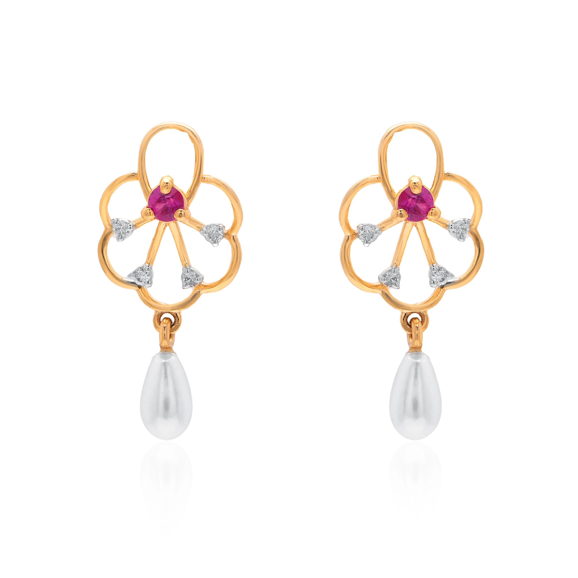 Yellow Gold Diamond Earrings thumbnail 2
